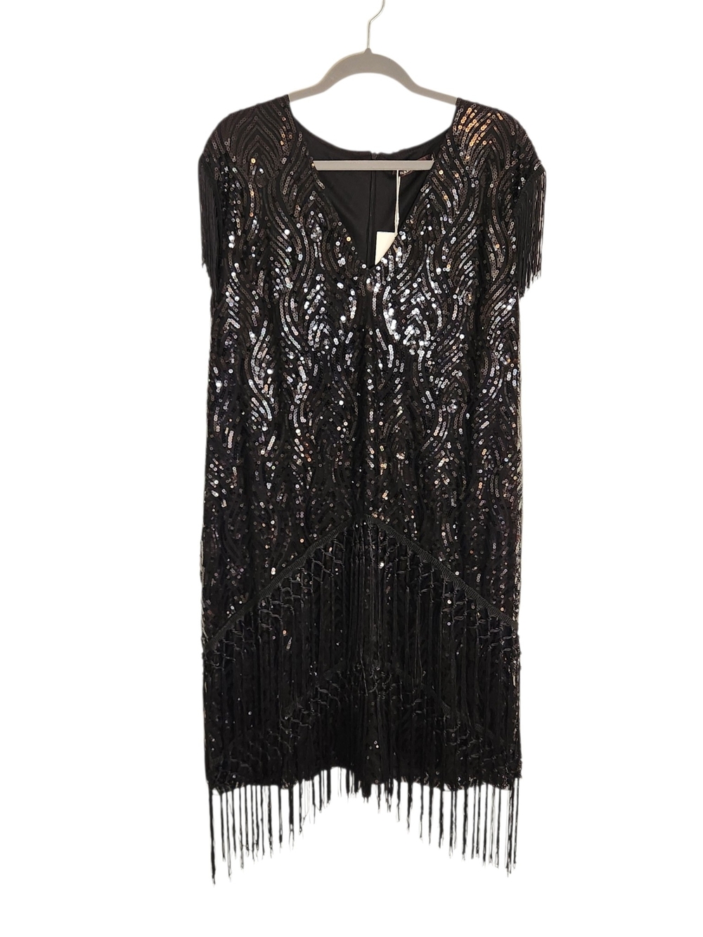Babeyond 20s Retro Black Sequin Fringe Cocktail Dress Size 5XL NWT